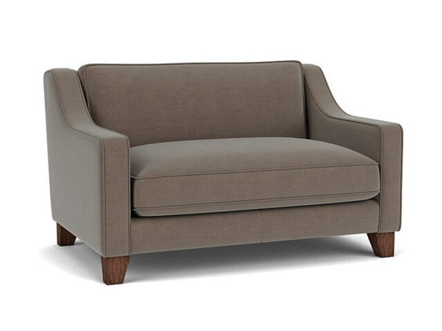 Brown Velvet Loveseat Armchair - Modern Snuggle Cuddler Custom Arm Chair In Easy Clean Velvet - Banbury Range - image 1