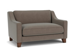 Brown Velvet Loveseat Armchair - Modern Snuggle Cuddler Custom Arm Chair In Easy Clean Velvet - Banbury Range - thumbnail 1