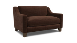 Brown Velvet Loveseat Armchair - Modern Snuggle Cuddler Custom Arm Chair In Easy Clean Velvet - Banbury Range - thumbnail 1