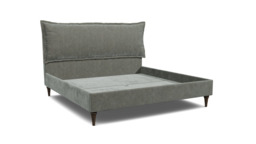 Grey Fabric Emperor Size Bed Frame - Traditional Low End With Large Headboard In Easy Clean Fabric - Lyndhurst Range - thumbnail 1