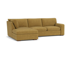 Yellow Velvet 3 Seater Sofa With Left Chaise - Modern Style Custom Sofa In Stain Resistant Velvet - Sloane Range