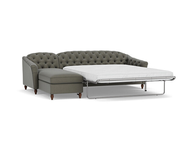 Sophisticated Payton Grey 3.5 Seater Versatile Chaise Sofa Bed, Deep Button Detailing and Customisable - Darlings of Chelsea - image 1