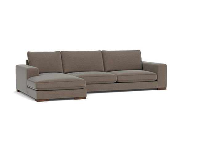Brown Velvet 2 Seater Sofa With Chaise - Modern Style Custom Sofa In Easy Clean Velvet - Ashdown Range - image 1