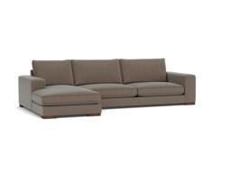 Brown Velvet 2 Seater Sofa With Chaise - Modern Style Custom Sofa In Easy Clean Velvet - Ashdown Range - thumbnail 1
