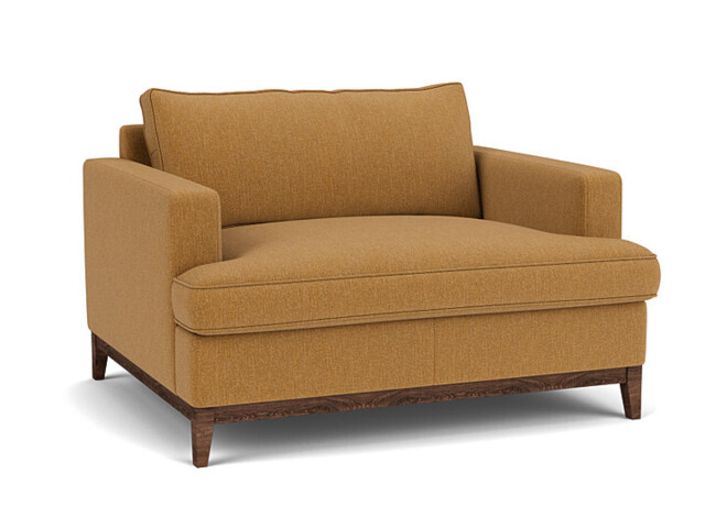 Orange Velvet Loveseat Armchair - Modern Snuggle Cuddler Custom Arm Chair In Stain Resistant Velvet - Oakham Range - image 1