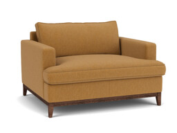 Orange Velvet Loveseat Armchair - Modern Snuggle Cuddler Custom Arm Chair In Stain Resistant Velvet - Oakham Range
