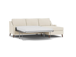 Mid-Century Weymouth 3.5 Seater White Chaise Sofa Bed, 170+ Customisation Options, UK Crafted - Darlings of Chelsea - thumbnail 1