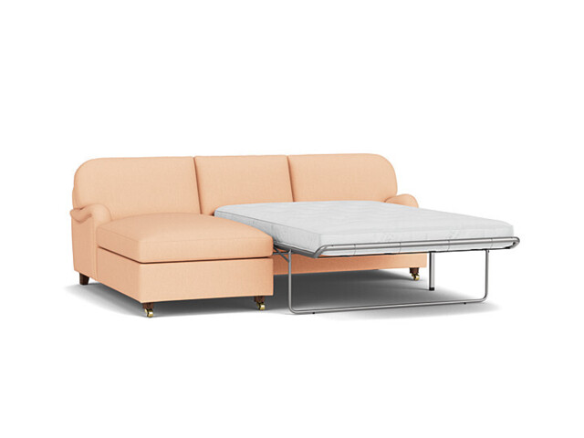 Pink Velvet 3 Seater Sofabed With Chaise - Traditional Fold Out Custom Sofa Bed In Stain Resistant Velvet - Helston Range - image 1