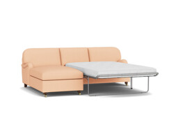 Pink Velvet 3 Seater Sofabed With Chaise - Traditional Fold Out Custom Sofa Bed In Stain Resistant Velvet - Helston Range - thumbnail 1