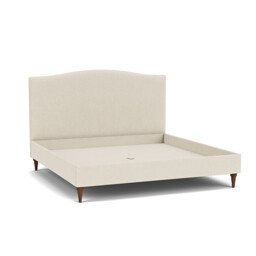 White Chenille Emperor Size Bed Frame - Traditional Low End With Large Headboard In Stain Resistant Chenille - Avebury Range