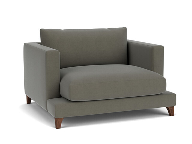 Grey Fabric Loveseat Armchair - Modern Snuggle Cuddler Custom Arm Chair In Easy Clean Fabric - Holland Range - image 1