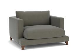 Grey Fabric Loveseat Armchair - Modern Snuggle Cuddler Custom Arm Chair In Easy Clean Fabric - Holland Range - thumbnail 1