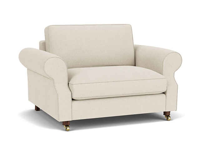 White Chenille Loveseat Armchair - Traditional Snuggler Cuddler Custom Arm Chair In Stain Resistant Chenille - Kendal Range - image 1