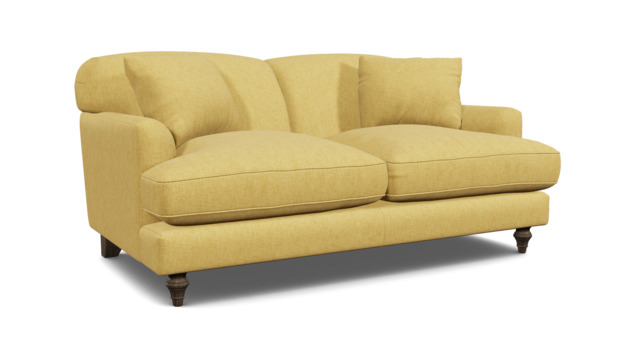 Yellow Velvet 2 Seater Sofa - Traditional Style Custom Sofa In Stain Resistant Velvet - Galloway Range - image 1