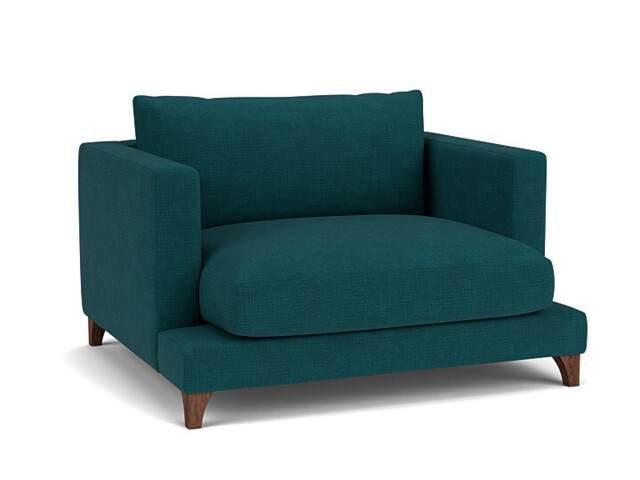 Teal Velvet Loveseat Armchair - Modern Snuggle Cuddler Custom Arm Chair In Stain Resistant Velvet - Holland Range - image 1