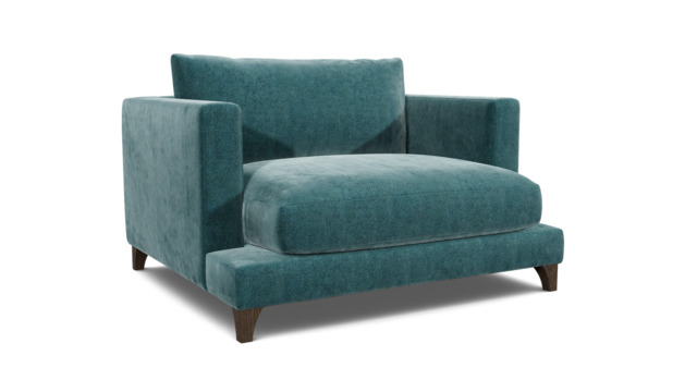 Teal Velvet Loveseat Armchair - Modern Snuggle Cuddler Custom Arm Chair In Stain Resistant Velvet - Holland Range - image 1