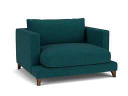 Teal Velvet Loveseat Armchair - Modern Snuggle Cuddler Custom Arm Chair In Stain Resistant Velvet - Holland Range