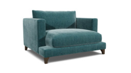 Teal Velvet Loveseat Armchair - Modern Snuggle Cuddler Custom Arm Chair In Stain Resistant Velvet - Holland Range