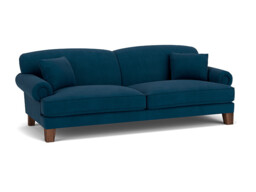 Blue Velvet 4 Seater Sofa - Traditional Style Custom Sofa In Easy Clean Velvet - Thatcham Range - thumbnail 1