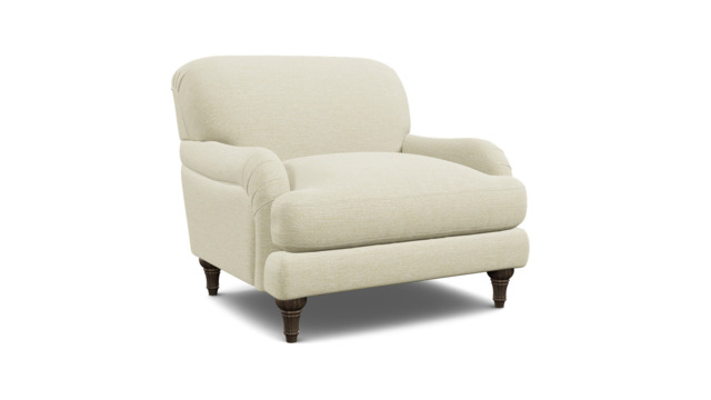 White Chenille Armchair - Traditional Accent Custom Arm Chair In Stain Resistant Chenille - Ryde Range - image 1