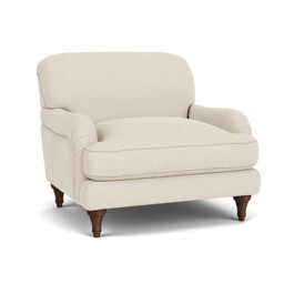 White Chenille Armchair - Traditional Accent Custom Arm Chair In Stain Resistant Chenille - Ryde Range - thumbnail 1