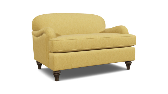 Yellow Velvet Loveseat Armchair - Traditional Snuggler Cuddler Custom Arm Chair In Stain Resistant Velvet - Lincoln Range - image 1