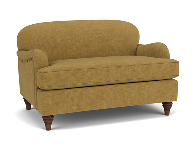 Yellow Velvet Loveseat Armchair - Traditional Snuggler Cuddler Custom Arm Chair In Stain Resistant Velvet - Lincoln Range - image 1