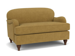 Yellow Velvet Loveseat Armchair - Traditional Snuggler Cuddler Custom Arm Chair In Stain Resistant Velvet - Lincoln Range - thumbnail 1