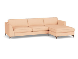Pink Velvet 2 Seater Sofa With Chaise - Modern Style Custom Sofa In Stain Resistant Velvet - Clapham Range - thumbnail 1