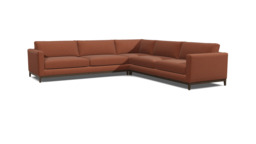 Red Velvet Large Corner Sofa - Modern Style Corner Custom Sofa In Easy Clean Velvet - Darwin Range - thumbnail 1