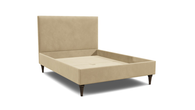 Cream Fabric Double Bed Frame - Traditional Low End With Large Headboard - Yarnmouth Range - image 1