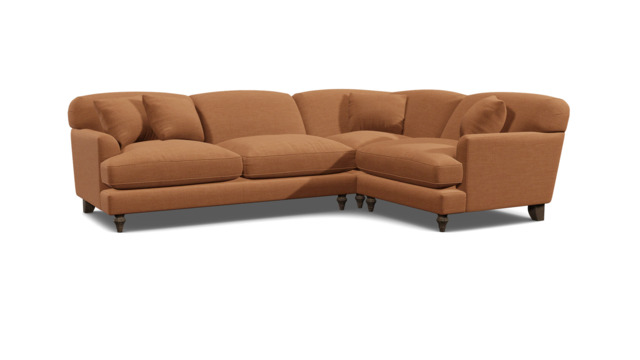 Orange Velvet 3 Seater Right Corner Sofa - Traditional Style Custom Sofa In Stain Resistant Velvet - Galloway Range - image 1