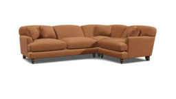 Orange Velvet 3 Seater Right Corner Sofa - Traditional Style Custom Sofa In Stain Resistant Velvet - Galloway Range