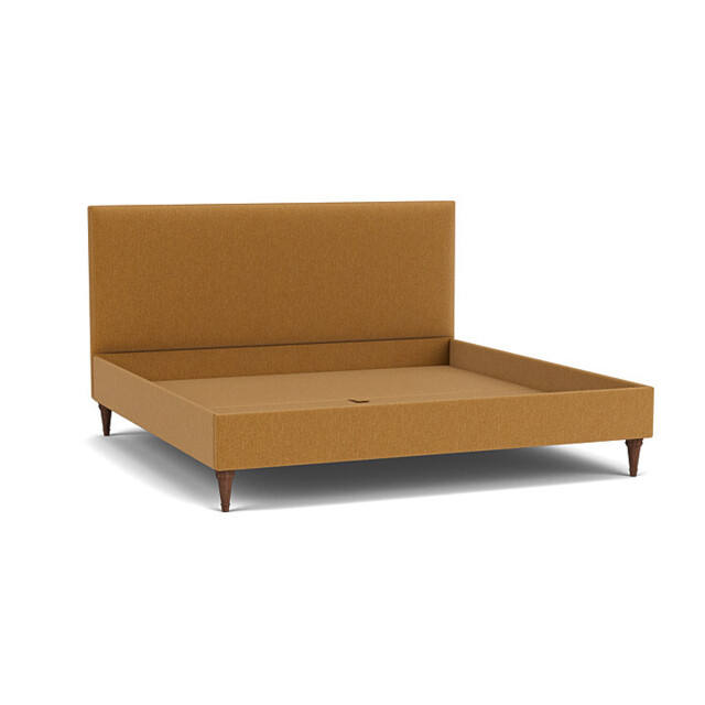 Orange Velvet Emperor Size Bed Frame - Traditional Low End With Large Headboard In Stain Resistant Velvet - Yarnmouth Range - image 1