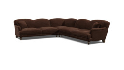 Brown 4 Seater Corner Sofa - Traditional Style Fabric Luxury Premium Corner Sofa - Evelyn Range - thumbnail 1