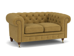 Yellow Velvet 2 Seater Sofa - Traditional Chesterfield Style Custom Sofa In Stain Resistant Velvet - Harrington Range