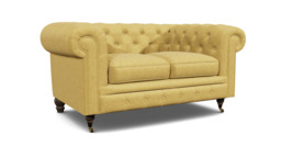 Yellow Velvet 2 Seater Sofa - Traditional Chesterfield Style Custom Sofa In Stain Resistant Velvet - Harrington Range - thumbnail 1