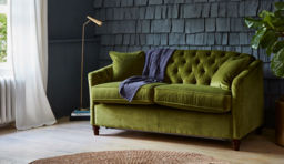 Yellow Velvet 2 Seater Sofa - Traditional Button Back Custom Sofa In Stain Resistant Velvet - Payton Range - thumbnail 2