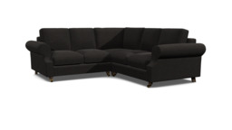 Black 2 Seater Corner Sofa - Modern Style Fabric Luxury Premium Corner Sofa - Kendal Range - thumbnail 1