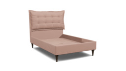 Pink Velvet Double Bed Frame - Traditional Low End With Large Headboard In Stain Resistant Velvet - Lyndhurst Range - thumbnail 1