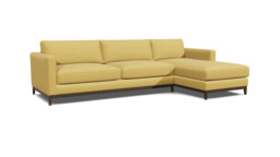 Yellow Velvet 2 Seater Sofa With Right Chaise - Modern Style Custom Sofa In Stain Resistant Velvet - Darwin Range - thumbnail 1