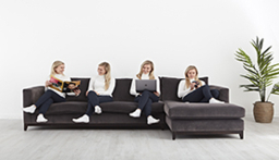 Yellow Velvet 2 Seater Sofa With Right Chaise - Modern Style Custom Sofa In Stain Resistant Velvet - Darwin Range - thumbnail 3