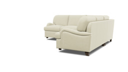 White Chenille 2X2 Seater Corner Sofa - Traditional Style Custom Sofa In Stain Resistant Chenille - Helston Range - thumbnail 1