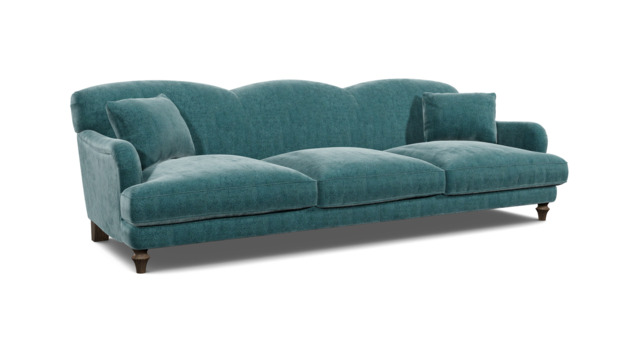 Teal Velvet 5 Seater Sofa - Traditional Style Custom Sofa In Stain Resistant Velvet - Evelyn Range - image 1