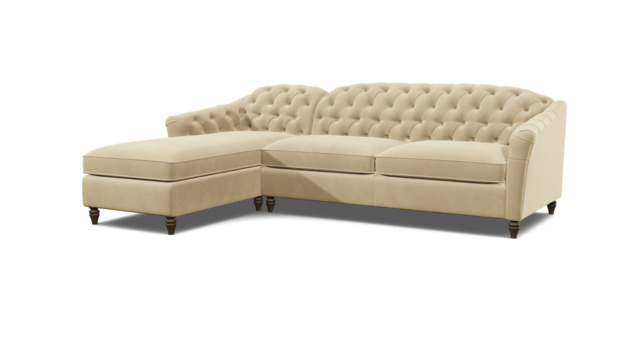 Cream 3 Seater Corner Sofa - Traditional Chesterfield Style Fabric Luxury Premium Corner Sofa - Payton Range - image 1