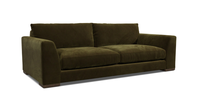 Green Linen 3 Seater Sofa - Modern Style Chunky Custom Sofa - Kingston Range - image 1