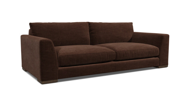 Brown Velvet 3 Seater Sofa - Modern Style Chunky Custom Sofa In Easy Clean Velvet - Kingston Range - image 1