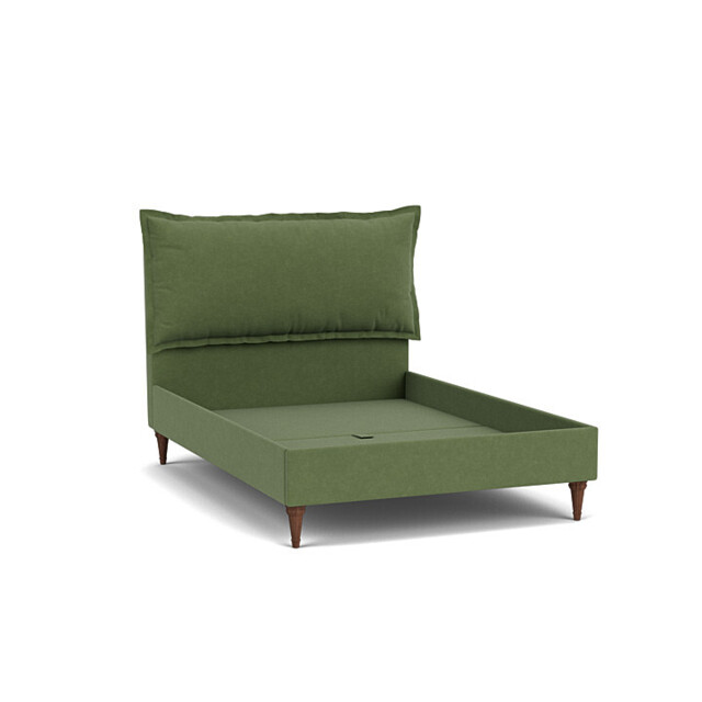 Green Linen King Size Bed Frame - Traditional Low End With Large Headboard - Lyndhurst Range - image 1
