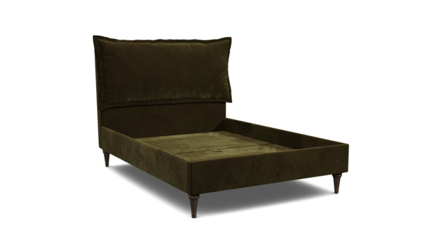 Green Linen King Size Bed Frame - Traditional Low End With Large Headboard - Lyndhurst Range - image 1