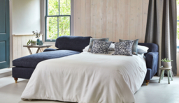 Cream Fabric 3.5 Seater Sofabed With Chaise - Traditional Fold Out Custom Sofa Bed - Helston Range - thumbnail 3